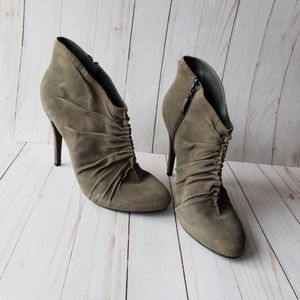 Guess Ruched Ankle Heeled Booties Army Green 8M